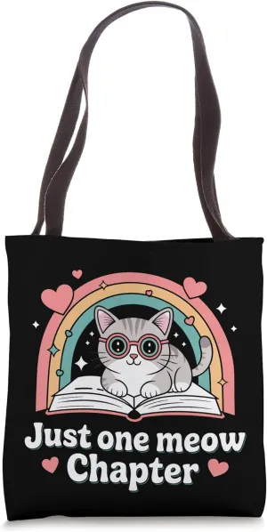 Just One Meow Chapter Cute Cat Reading Tote Bag
