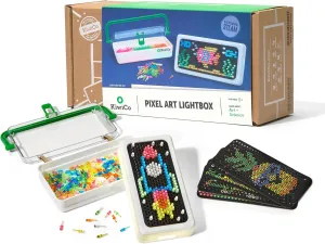 KiwiCo Pixel Art Kit for Kids 5-8 Years Old | DIY Arts & Crafts Lightbox with Reusable Templates, Illuminated Designs & 20  Pixel Art Creations | Travel-Friendly Gift for Boys & Girls