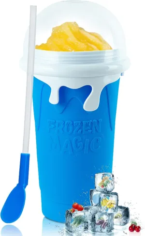 Large Slushie Cup 500ml,Frozen Magic Slushy Cup Maker,DIY Homemade Ice Cream,Milk Shake,Drinks Smoothie,Fruit Juice Slush Cup,Cool Stuff Gifts for Kids and Family - Blue
