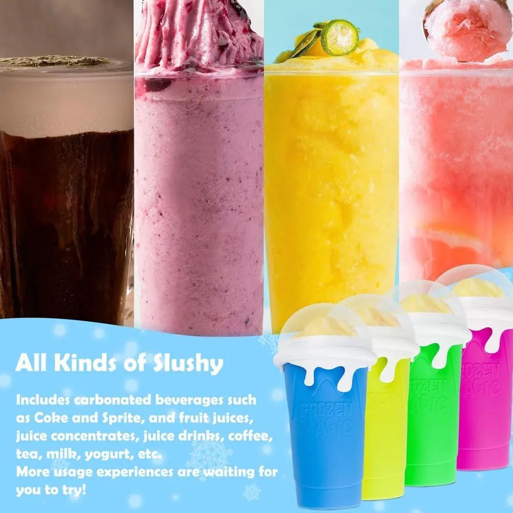 Large Slushie Cup 500ml,Frozen Magic Slushy Cup Maker,DIY Homemade Ice Cream,Milk Shake,Drinks Smoothie,Fruit Juice Slush Cup,Cool Stuff Gifts for Kids and Family - Pink