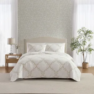 Laura Ashley - King Quilt Set, Super Soft & Breathable Embroidered Bedding with Matching Sham(s), Floral Home Decor (Floral Embroidery Pink, King)