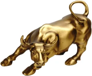 Luxshiny Desktop Decoration Resin Ox Ornament Bull Head Statue Miniature Cow Feng Shui for Home
