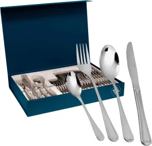 MAGEFESA Cordoba 24-Piece Stainless Steel Flatware Set - Premium 18/10 Silverware for 6 People, Elegant Blue Gift Box Included