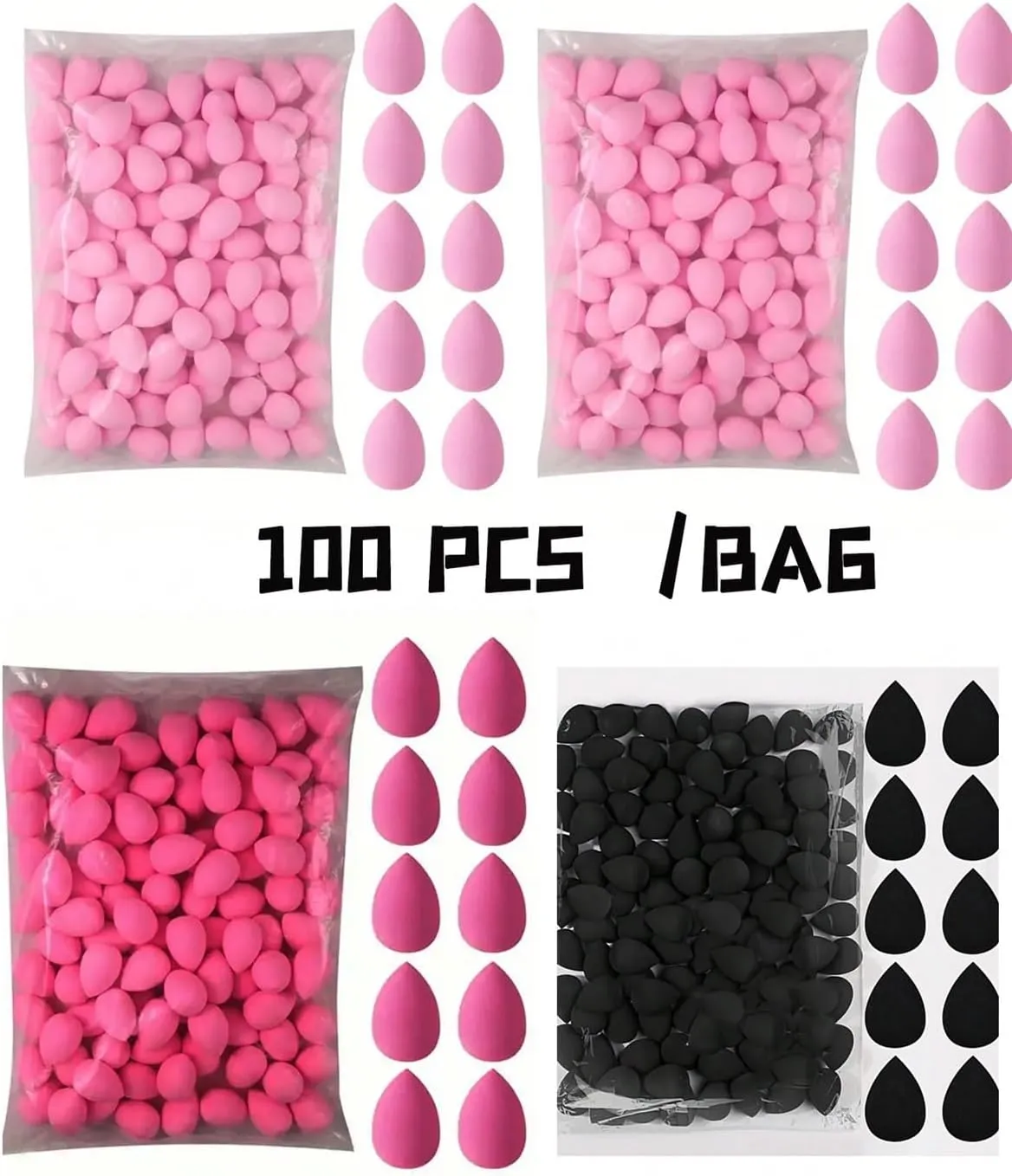 Makeup Remover Pads 100 Count Makeup Sponge Egg Set - Hydrophilic PU Beauty Sponge(Black)
