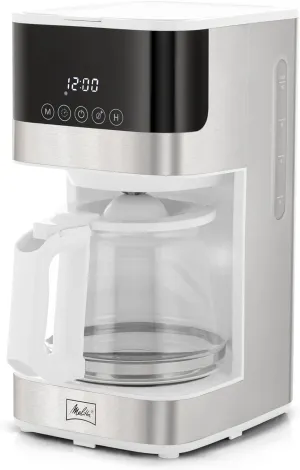 Melitta Aroma Tocco Glass Drip Coffee Maker | Programmable Coffee Machine | Glass Carafe Coffee Pot | 10 Cup Coffee Maker | Glass Touch Control Panel | Stainless Steel accented