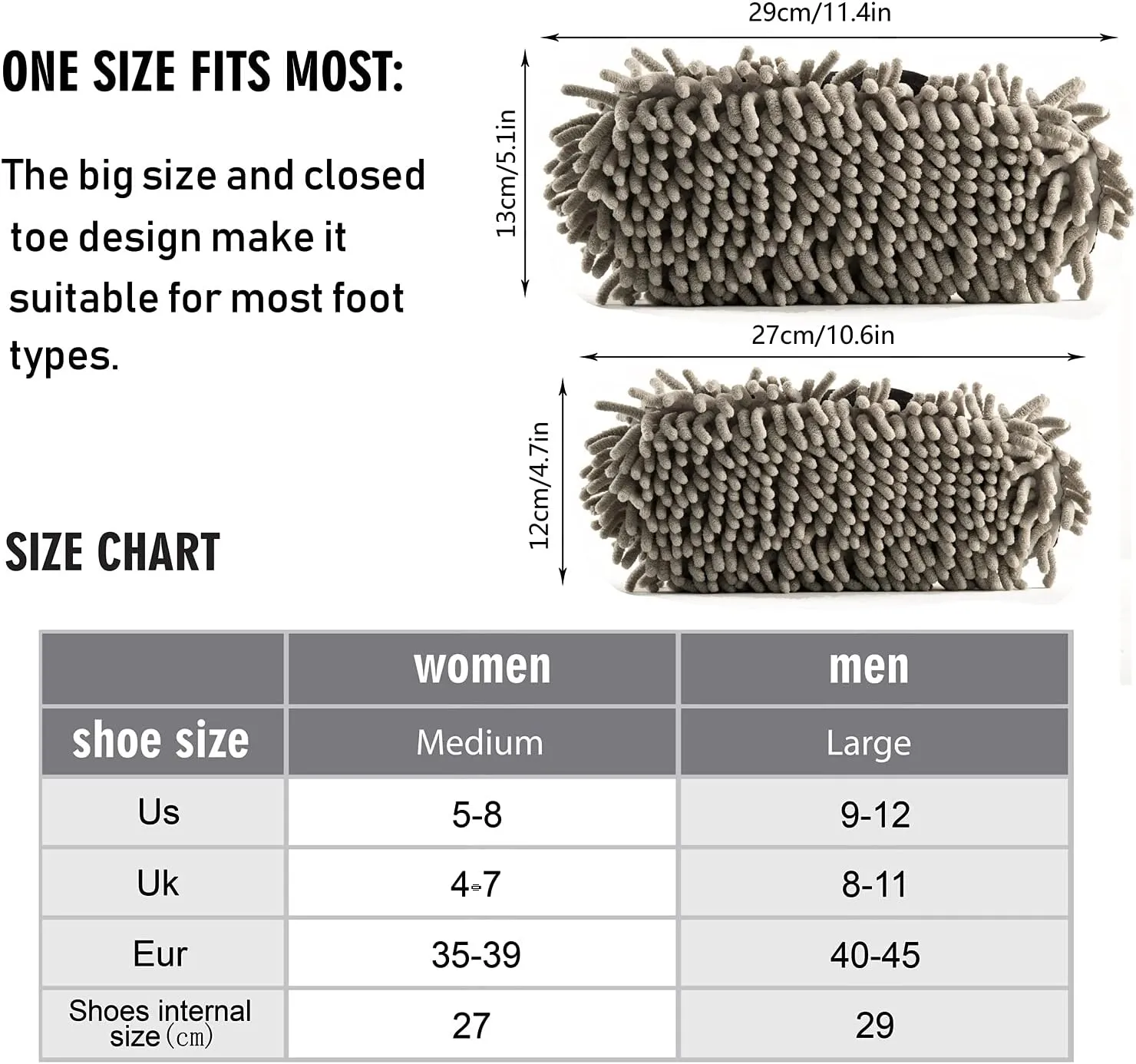 Mop Slippers Shoes, Unisex Cleaning House Slippers Spa Dusting Slippers M-L