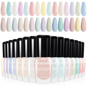 Morovan Fingernail Nail Polish Set: 15 Colors Pastel Macaron Nail Polish Kit Quick Dry Toe Finger Nail Polish Pcak Easter Gift For Women Girl