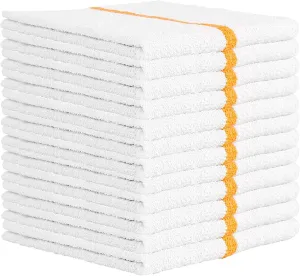 Nabob Wipers Kitchen Bar Mop Terry Towels 12 Pack - 100% Cotton - Size 14x17 - Perfect for Your Home, Kitchen, Bathroom, Bars, Restaurants & Auto - Super Absorbent (Gold Stripe)