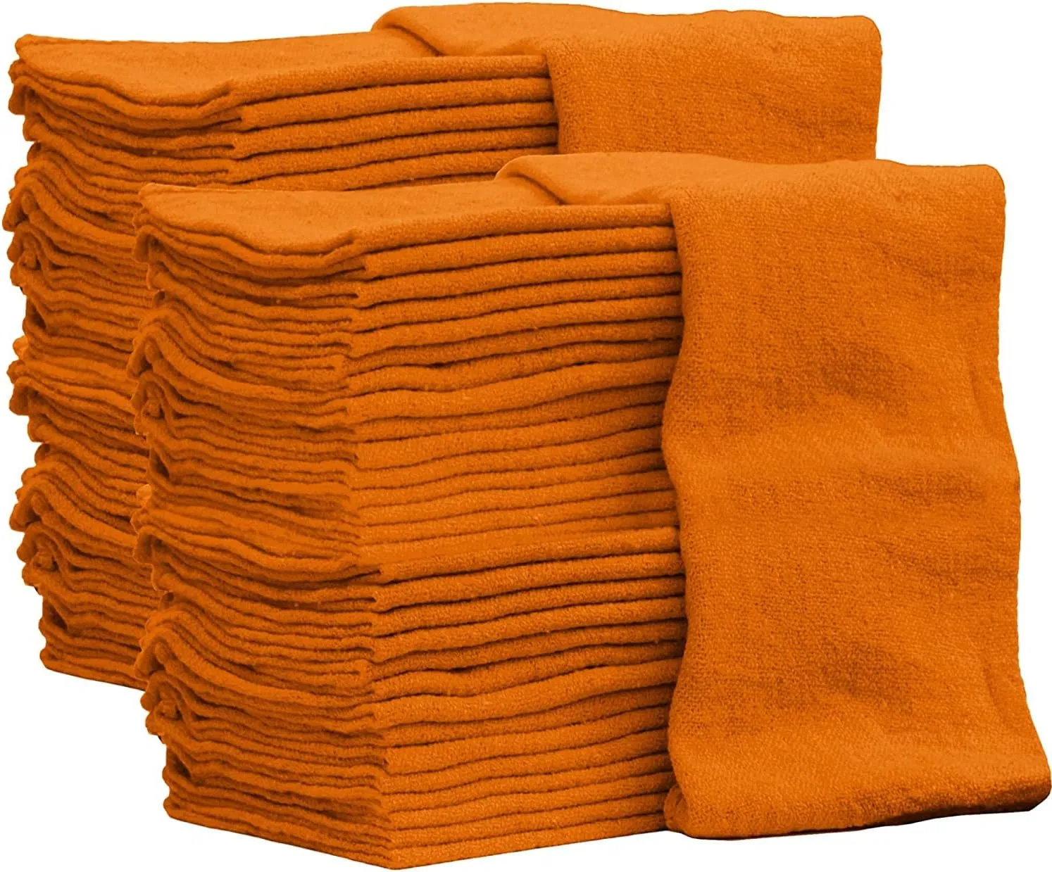Nabob Wipers Shop Towels 50 Pack Cotton Rags Size 14"x14" Commercial Grade (50 Pack, Orange)