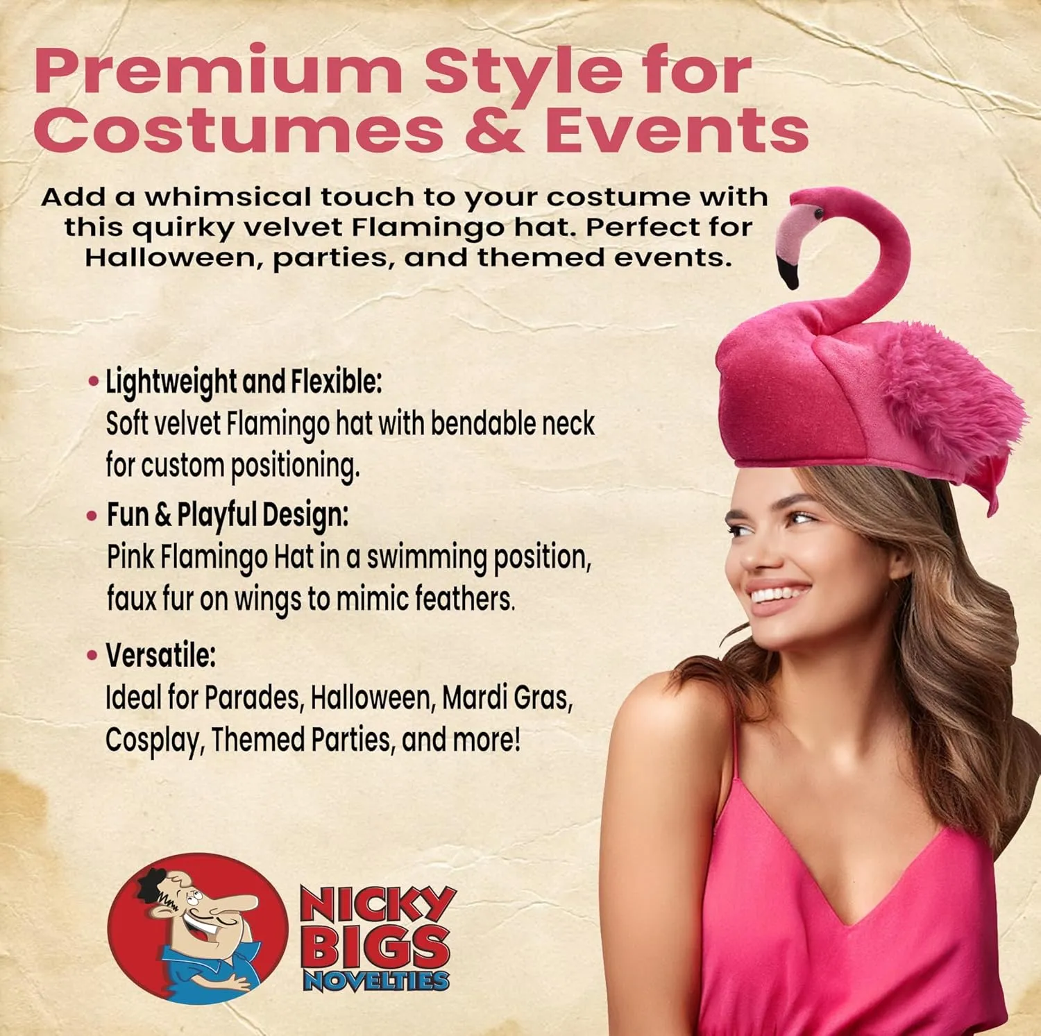 Nicky Bigs Novelties Adult Funny Plush Animal Hat Bird Themed Headwear Events Hilarious Costume for Men, Women & Teens
