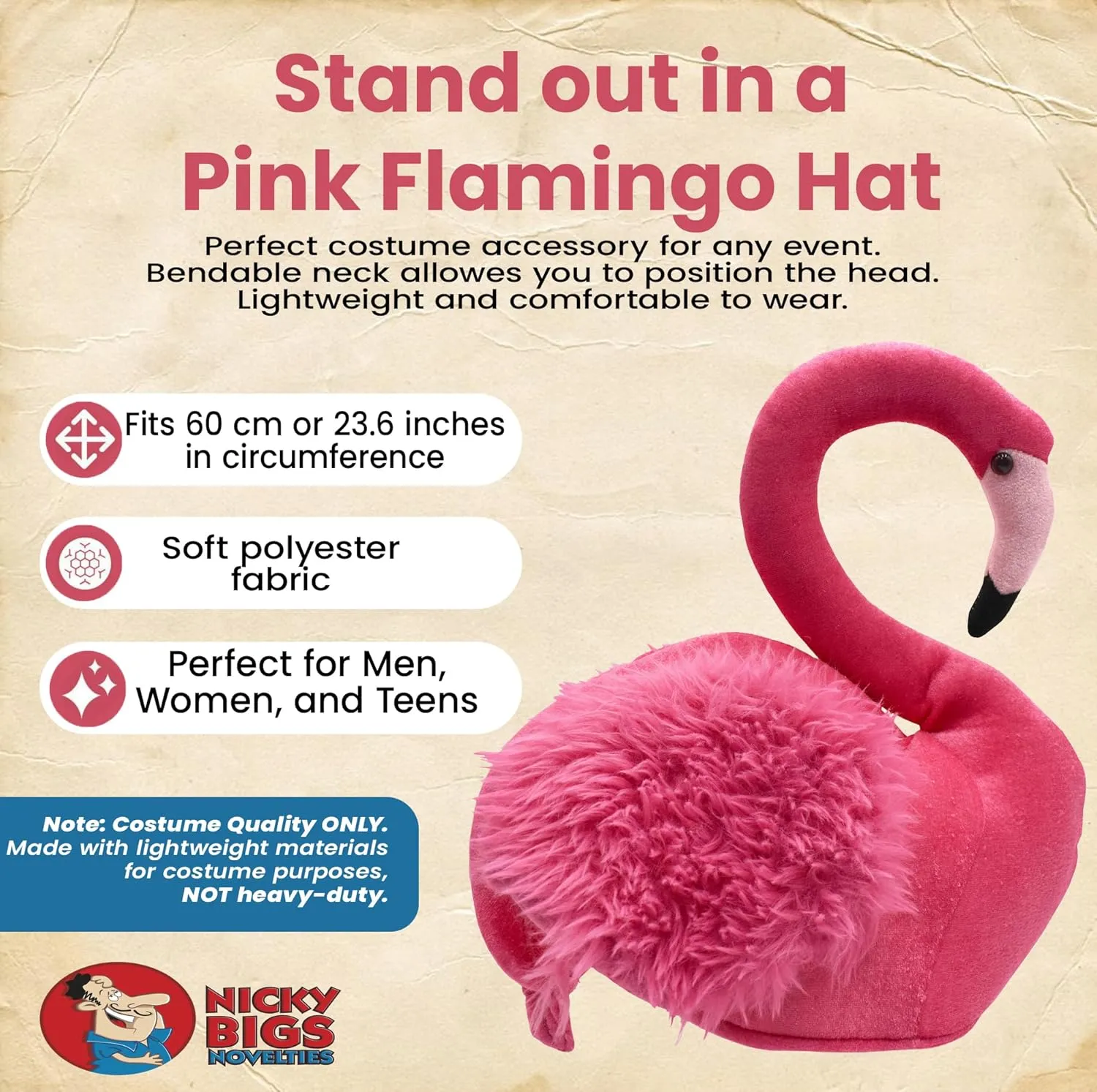 Nicky Bigs Novelties Adult Funny Plush Animal Hat Bird Themed Headwear Events Hilarious Costume for Men, Women & Teens