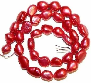NP563 Bright Pink Rose 10mm - 13mm Rice Cultured Freshwater Pearl Gemstone Beads
