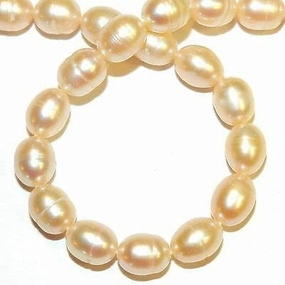 NP575 Light Pink 8mm Rice Cultured Freshwater Pearl Gemstone Beads 16"