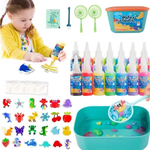 OFIGAS 20PCS Magic Water Toy Kit, 60ml Set with 24 Shape Molds, Handmade Modern Mint Toys, Creative Kids Birthday Present