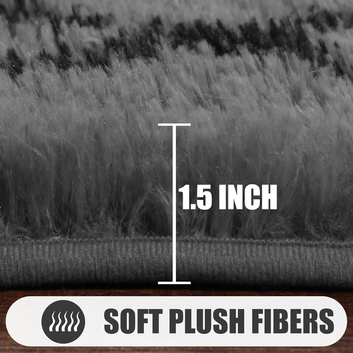 ONASAR Area Rugs for Bedroom Living Room, Washable 4x6 Fluffy Grey and Black Rug, Shaggy Geometric Floor Mat for Home Decor Aesthetic, Soft Plush Fuzzy Carpet for Nursery Kids Teen Dorm