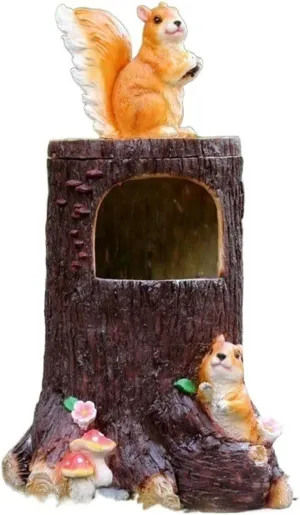 Outdoor Trash Can Creative Animal Trash Can Stump Shaped Outdoor Recycling Container Fiberglass Garbage Container Hand Painted Painting, Decoration Sculpture