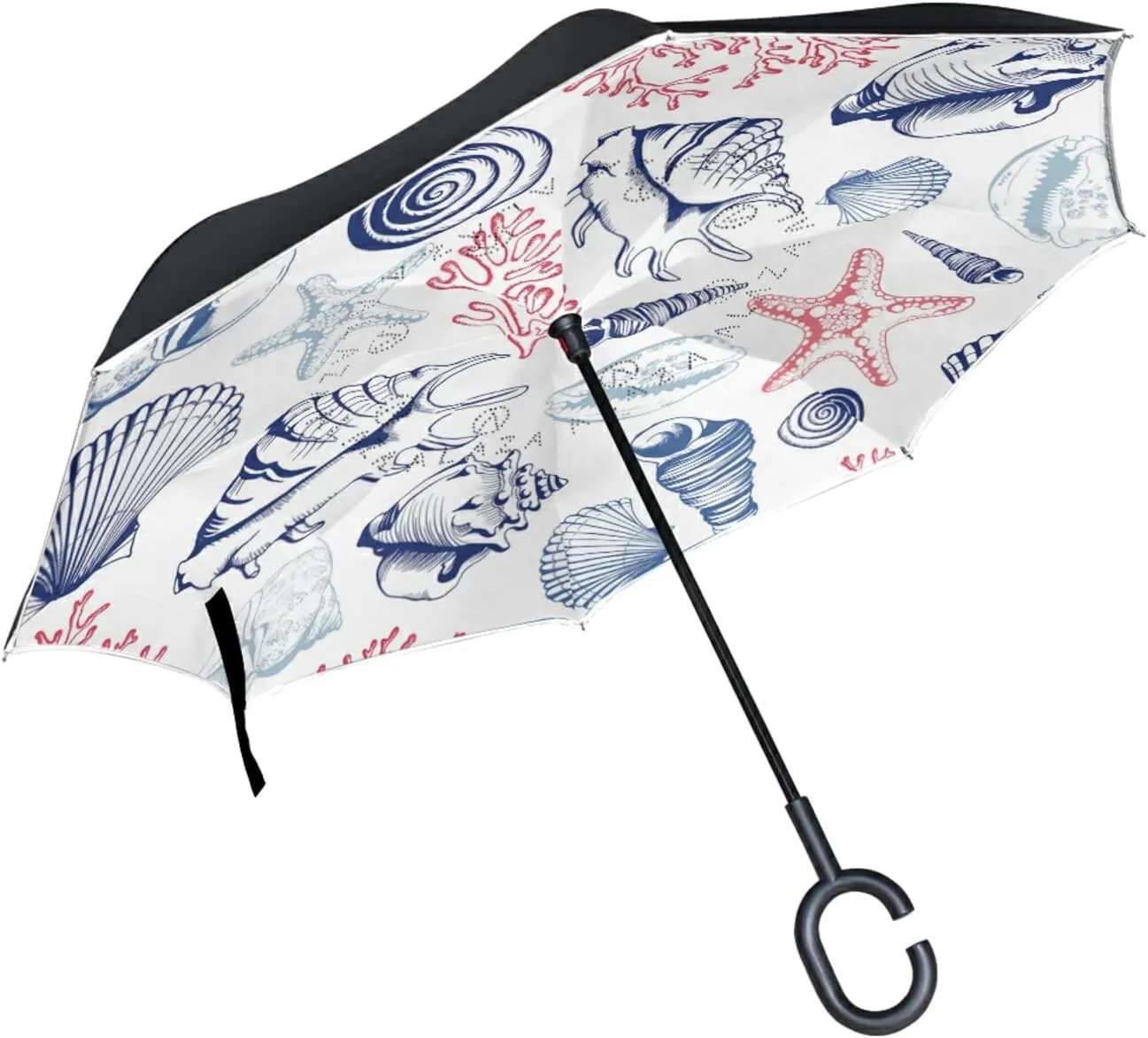 Oyihfvs Double Layer Inverted Umbrella, With C-Shaped Handle Windproof UV Proof Durable Parasol, For Men Women Outdoor Folding Rain Sun