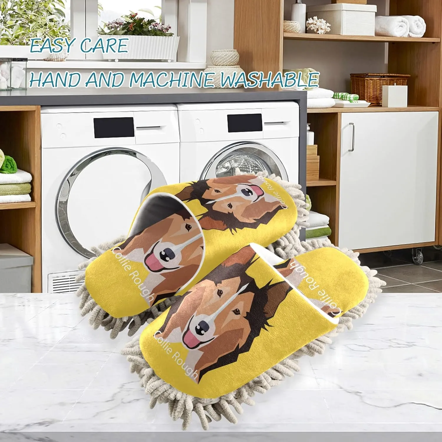 Oyihfvs Mop Slippers Shoes, Unisex Cleaning House Slippers Spa Dusting Slippers M-L