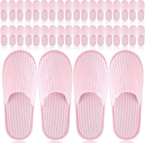 Panitay 20 Pairs Reusable Spa Slippers for Guests Washable House Slippers with Triple Layer Coral Fleece for Home Indoor Hotel Travel, Closed Toe