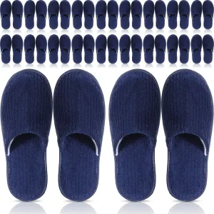 Panitay 20 Pairs Reusable Spa Slippers for Guests Washable House Slippers with Triple Layer Coral Fleece for Home Indoor Hotel Travel, Closed Toe