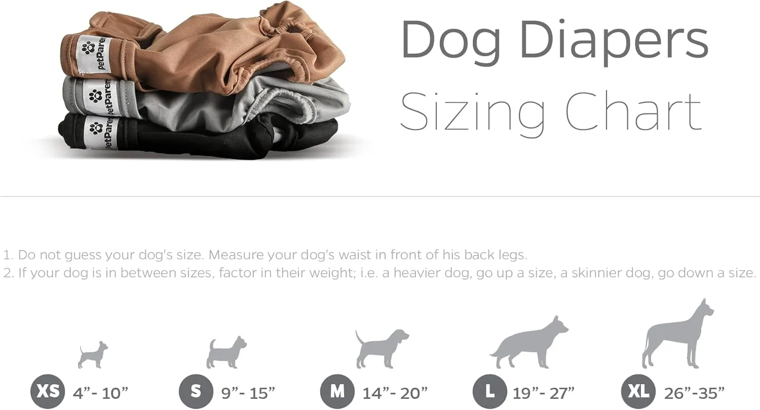 Pet Parents® Washable Dog Diapers (3pack)   Extendrs® of Durable Doggie Diapers, Premium Dog Diapers Female (X-Small, Natural)