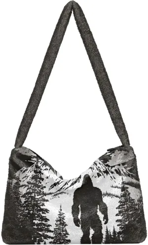 Plush Underarm Bag, (Sasquatch Forest) Fluffy Shoulder Bag Women Ladies Tote Bag, Cute Furry Purse, Small Handbag Bag for Autumn and Winter 12.99 × 8.66 × 3.15 in