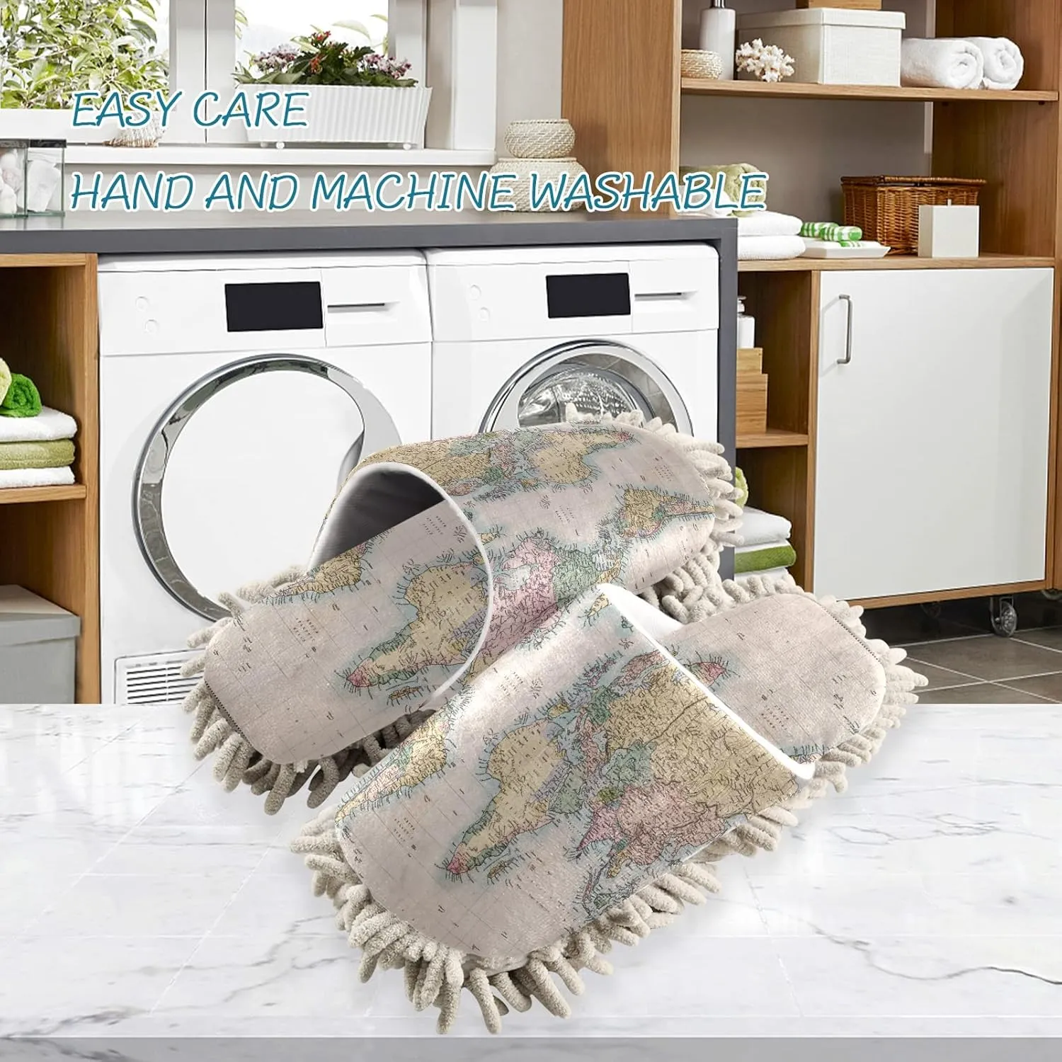 Poeticcity Mop Slippers Shoes, Unisex Cleaning House Slippers Spa Dusting Slippers M-L