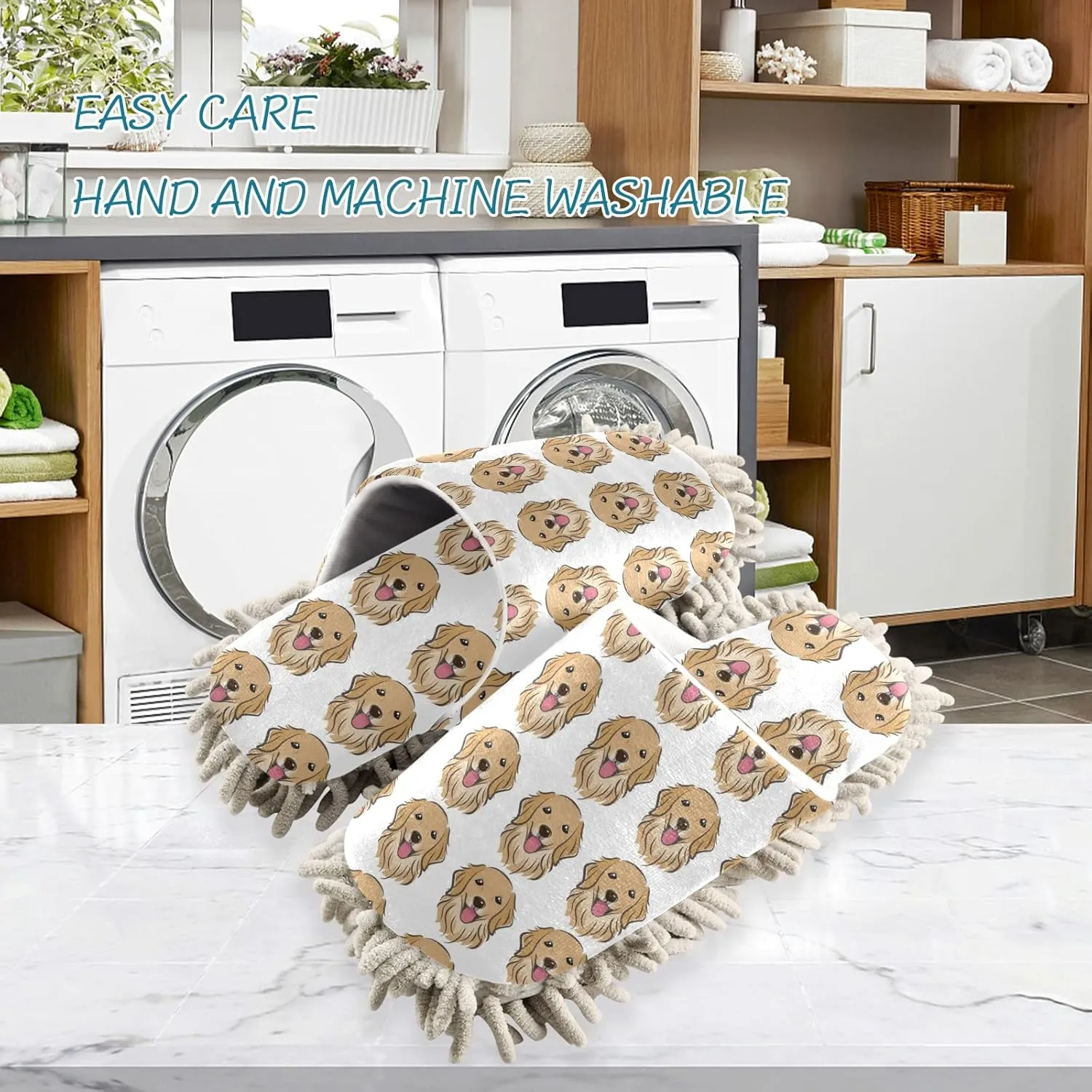 Poeticcity Mop Slippers Shoes, Unisex Cleaning House Slippers Spa Dusting Slippers M-L