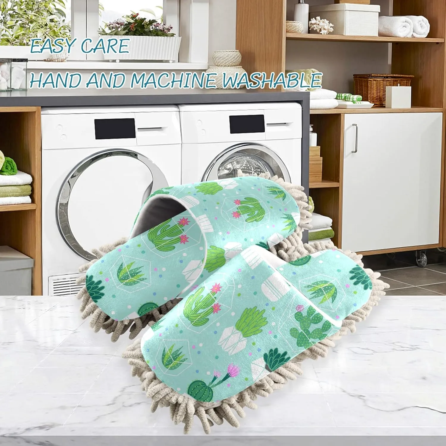 Poeticcity Mop Slippers Shoes, Unisex Cleaning House Slippers Spa Dusting Slippers M-L