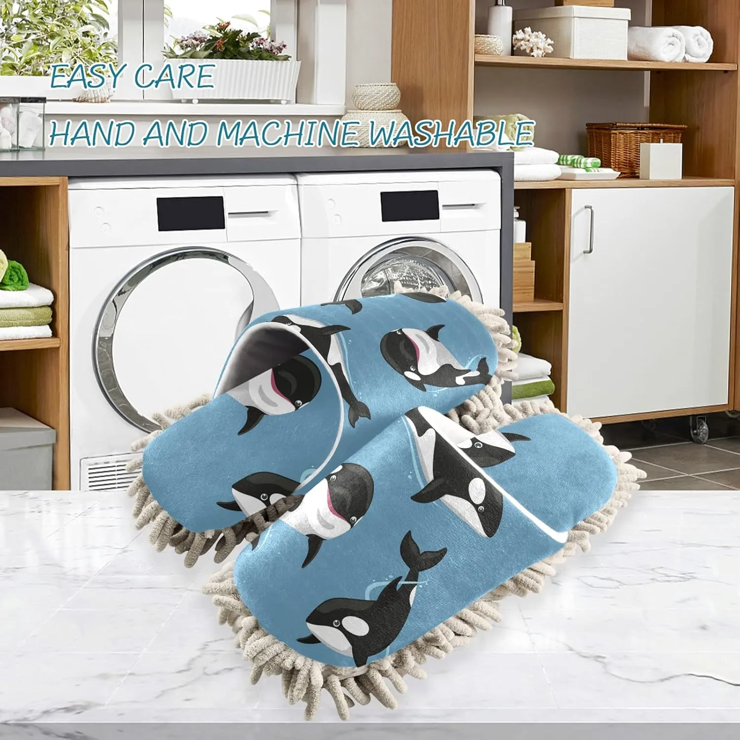 Poeticcity Mop Slippers Shoes, Unisex Cleaning House Slippers Spa Dusting Slippers M-L