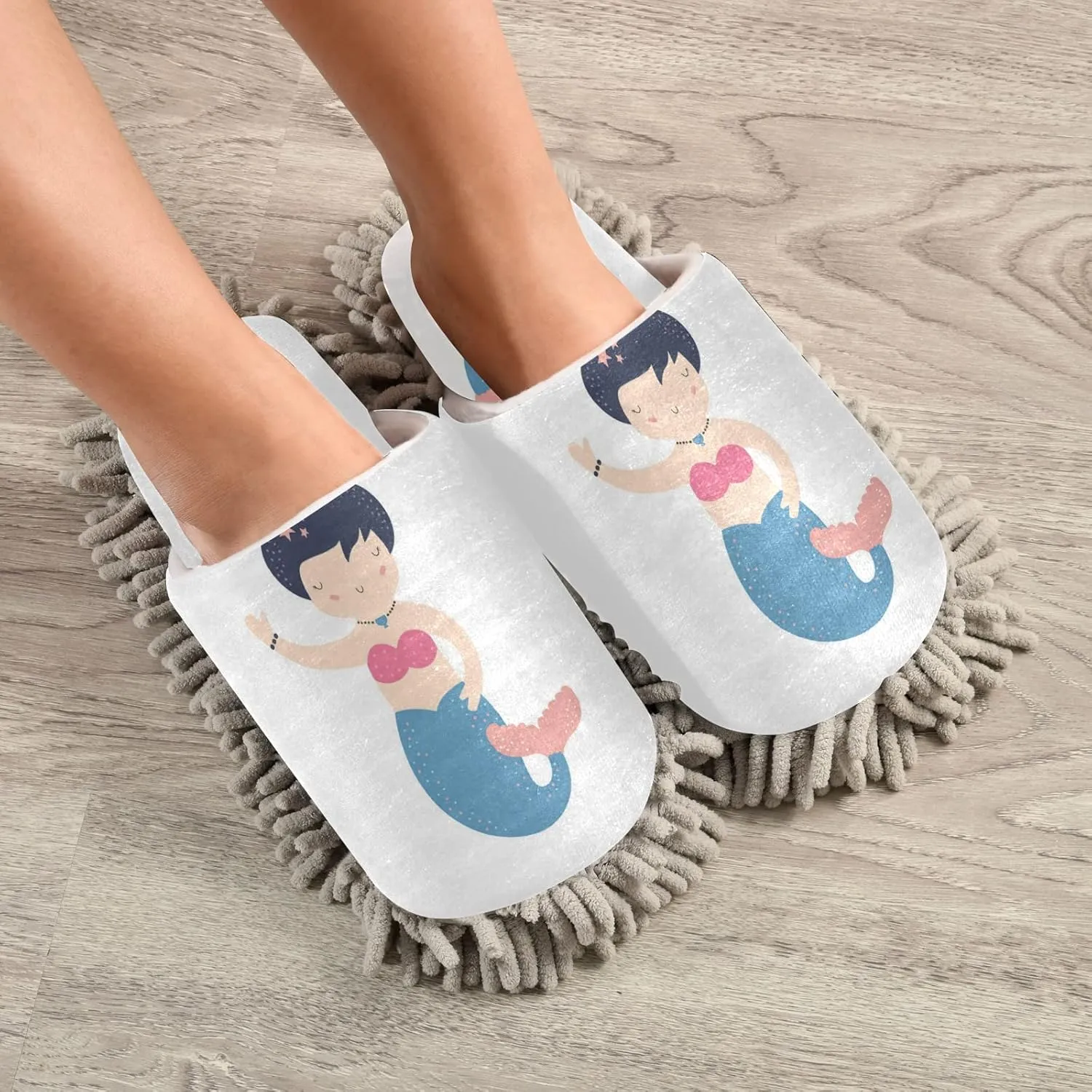 Poeticcity Mop Slippers Shoes, Unisex Cleaning House Slippers Spa Dusting Slippers M-L