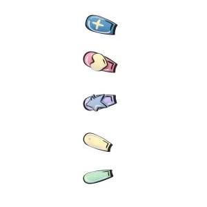 Pop Art Press-On Nails Square, Comic Colorful Nails, Handmade nails with French Tip,Ballerina Shape Nails, Re-usable and Eco-friendly/Come with Glue Tabs / 10 pcs.(Medium)