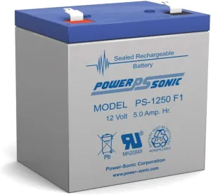 Power Sonic PS-1250 Rechargeable Sealed Lead Acid Battery 12V 5AH for General Purpose, Medical, Emergency Lighting, Fire and Security with F1 Terminals