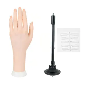 Realistic Practice Hand Flexible Bendable Nail Practice Hand With Holder，NINGDAN Hand Nail Art Training Tools Necklace Bracelet Ring Stand for Showing Photography Props Nail Tech (1pcs Left bracket)