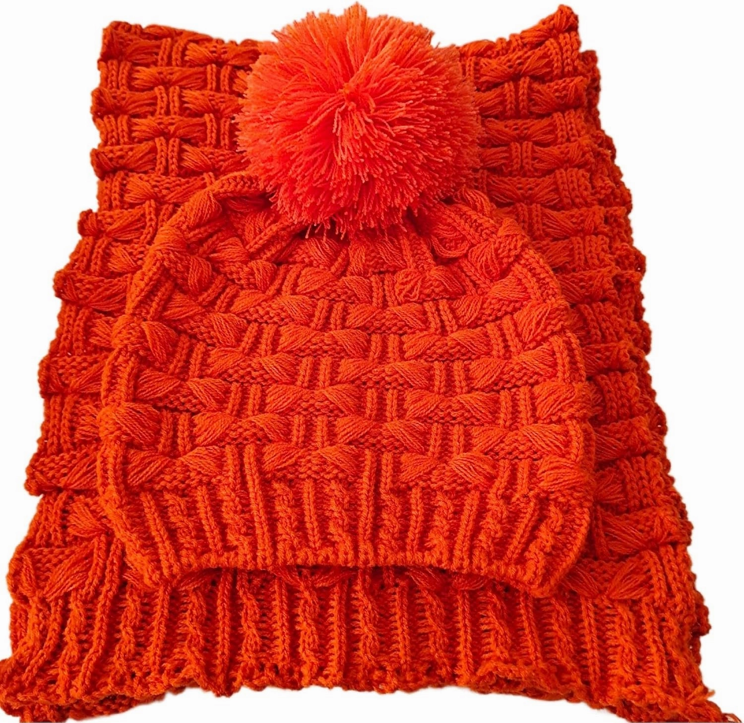 Roll Up Women Girls Cute Fashion Winter Cozy Warm Knitted Beanie Skullies Hat Ski Cap & Scarf Scarves Set