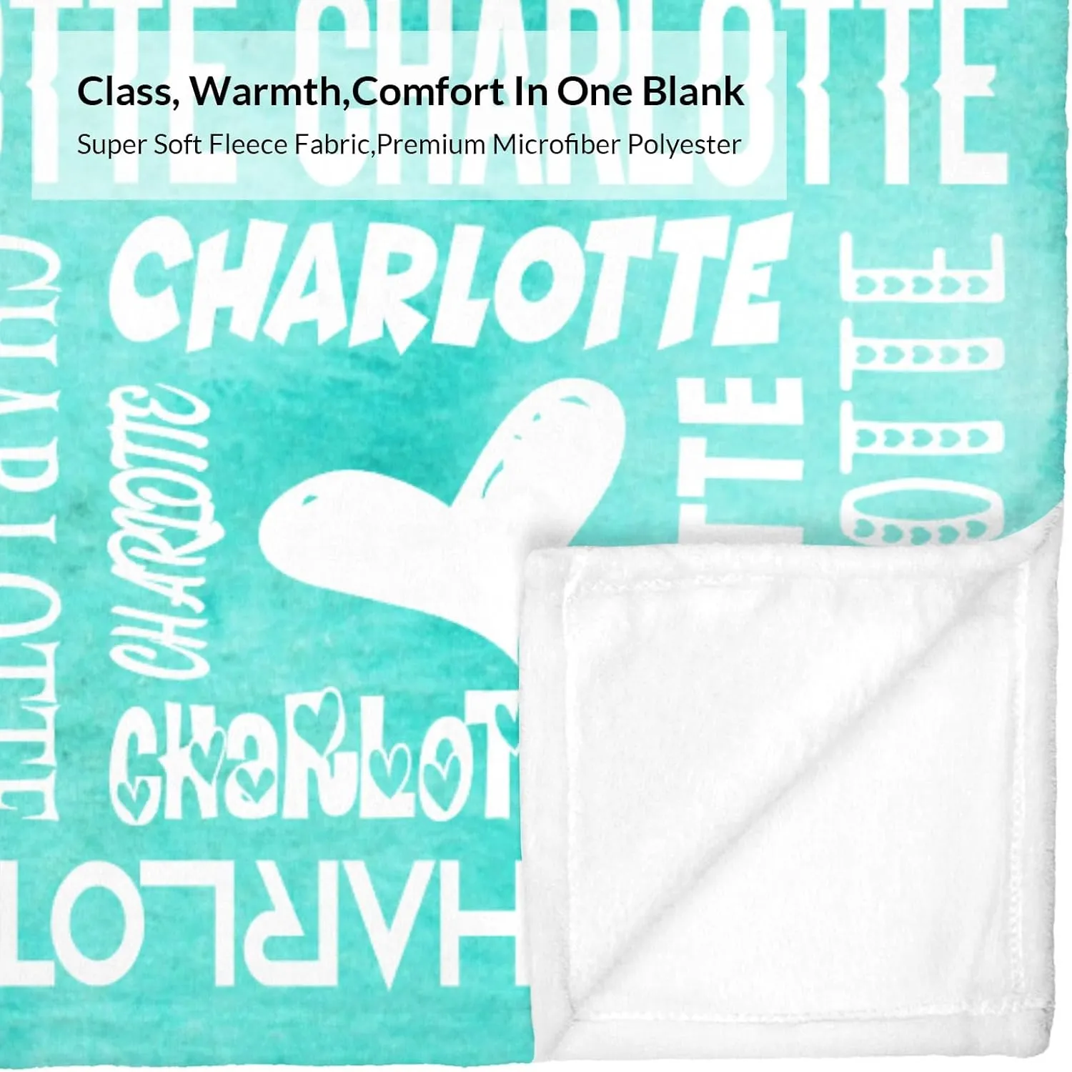 Ships Next Day-Name Lettering Lake Blue Watercolor Custom Picnic Office Throw Blanket Gift for Mom/Dad Blanket,40"x50" Made in USA