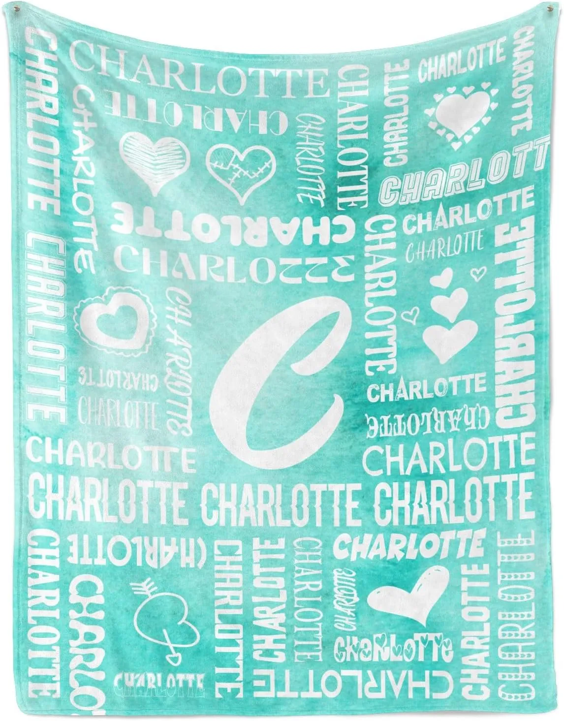 Ships Next Day-Name Lettering Lake Blue Watercolor Custom Picnic Office Throw Blanket Gift for Mom/Dad Blanket,40"x50" Made in USA