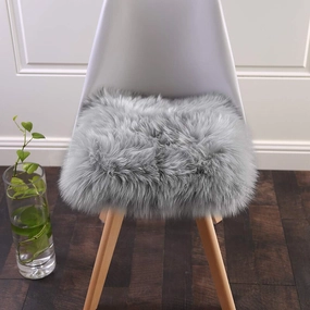 Softlife Grey Faux Fur Sheepskin Chair Cover Seat Cushion Pad Super Soft Area Rugs for Living Bedroom Sofa Dorm (1.6ft x 1.6ft)