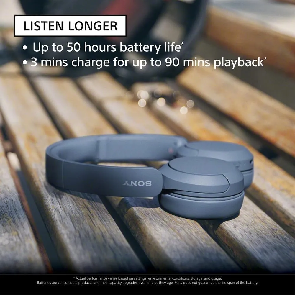 Sony WH-CH520 Wireless Headphones Bluetooth On-Ear Headset with Microphone, Yellow
