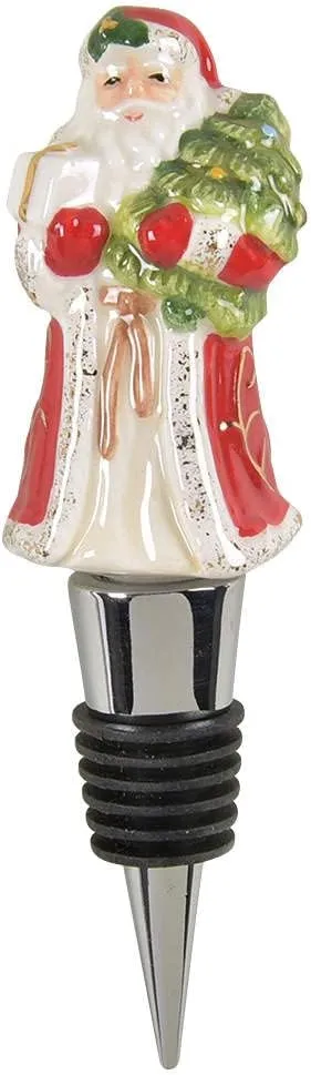 Spode Christmas Tree Santa Figural Bottle Stopper - Beverage & Wine Stopper, Ideal Christmas Home Décor, Holiday Wine Tools & Xmas Gift for Wine Lovers - Decorative & Reusable Bottle Stopper