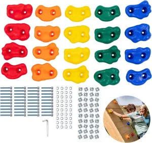 Squirrel Products Rock Climbing Holds for Kids, Deluxe Extra Large Climbing Rocks with Mounting Hardware - DIY Rock Wall Indoor & Outdoor Playground Accessories Wall Climbing Kit - Ages 3 