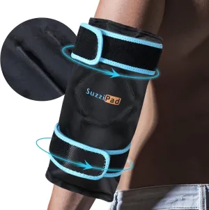SuzziPad Elbow Ice Pack Wrap – Wearable Cold Compression Sleeve for Elbow & Forearm, Reusable Ice Pack for Tennis & Golf Recovery, Black