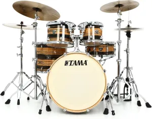 Tama Superstar Classic 5-piece Shell Pack with Snare and 22-inch Bass Drum- Natural Ebony Tiger