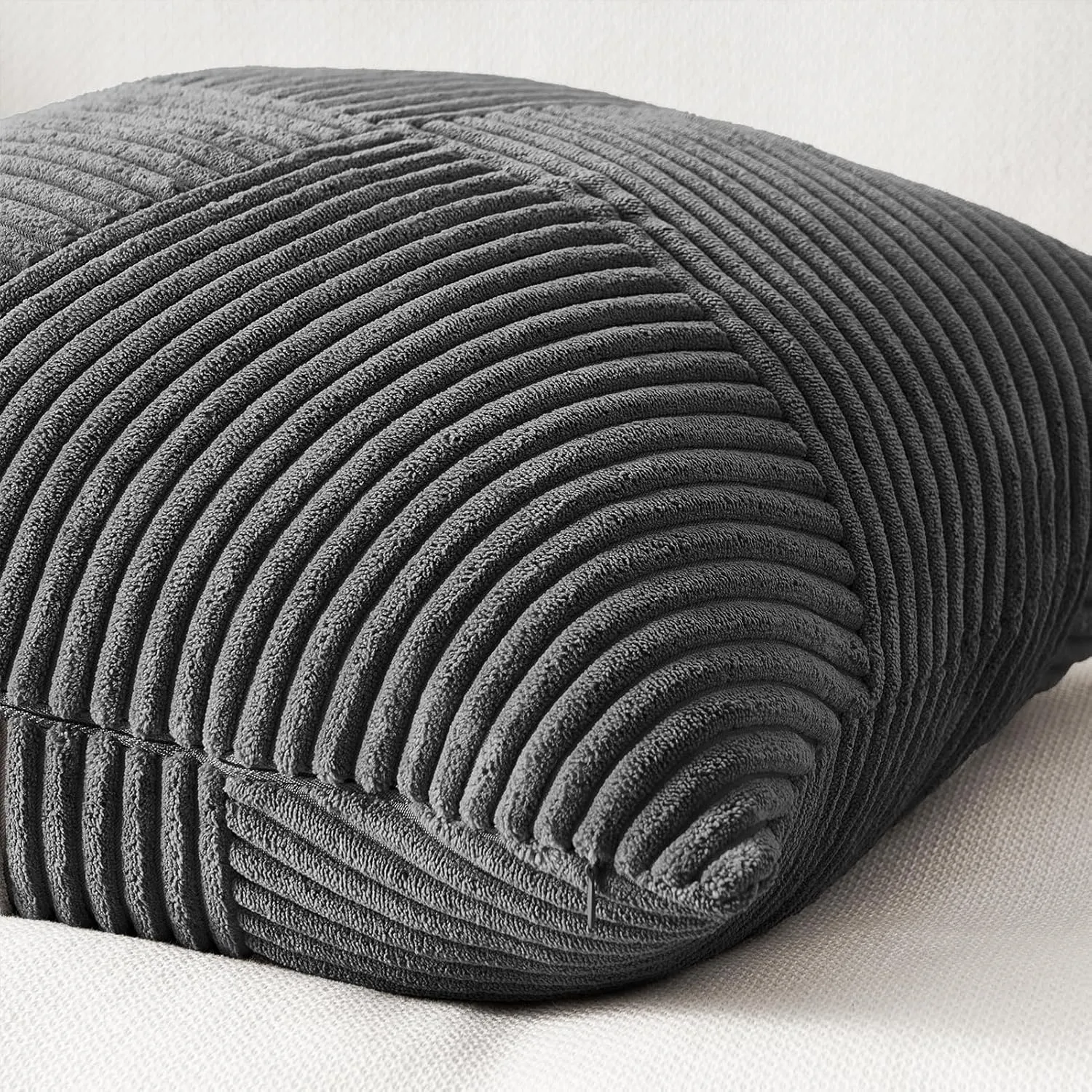Topfinel Darkgrey Throw Pillow Covers 20x20 Inch Set of 2 Modern Farmhouse Home Decor Pillow Covers for Spring Sofa Living Room Couch Bed Soft Corduroy Textured Boho Striped Patchwork Cushion Cases