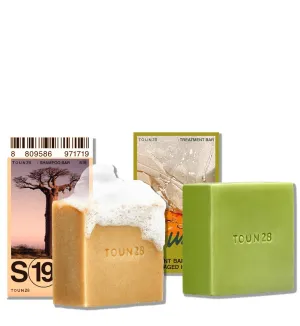 TOUN28 Hydrating Natural Organic Vegan Biotin Shampoo Bar & No Wash Damaged Hair Conditioner Bar w/Biotin for Hair Growth Silkyness Strengthening Softening Paraben Sulfate Silicone Free Haircare