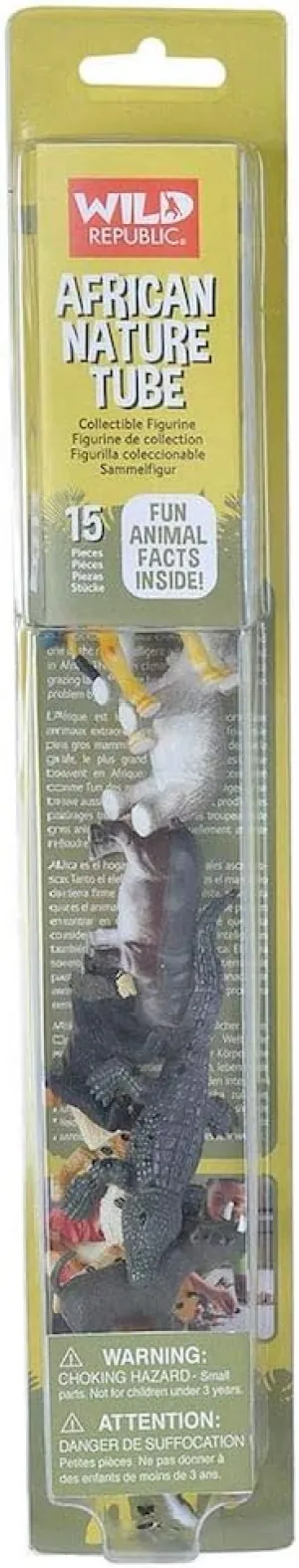 Wild Republic African Animal Figurines Tube, Zoo Animals, Jungle Animals, Giraffe, Hippo, Elephant, Zebra, Cheetah, Rhino, Lion, Alligator and More,Multicolor,13"