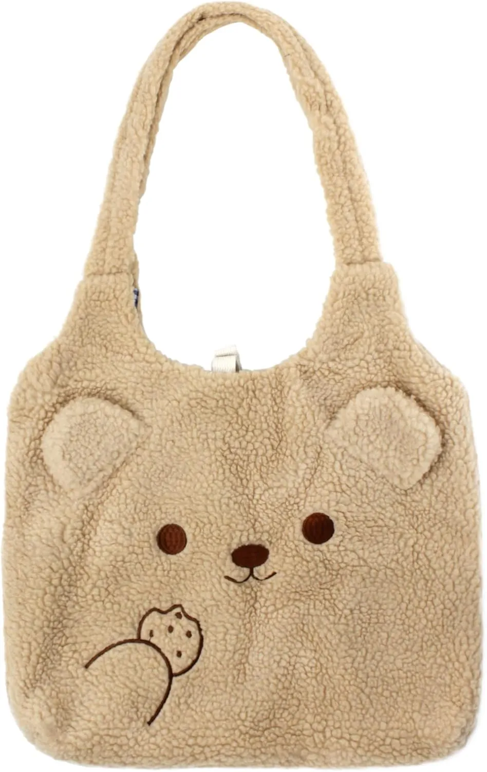 Women Ladies Cute Bear Plush Shoulder Bag Large Tote Handbag Purse Faux Fur Shopping Dating Bag