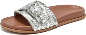 Women's Cow Leather Buckle Decoration Slippers - Mixed Colors Summer Flats