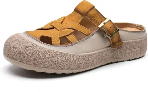 Women's Suede Mary Jane Flats - 3cm Woven Leather Summer Hollow Platform