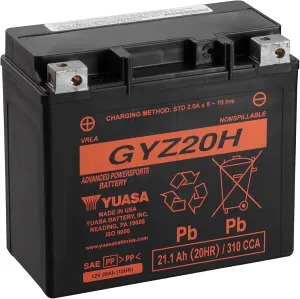 Yuasa YUAM72RGH GYZ20H Factory Activated GYZ H Series AGM Battery